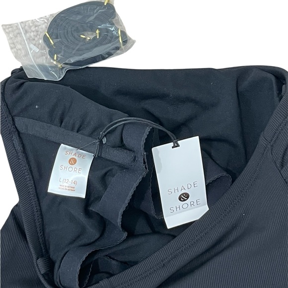 Shade Shore Black Strapless Ruched Tummy Control One-Piece Swimsuit Large - Picture 5 of 7